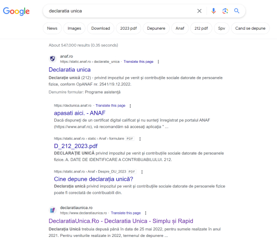 declaratia unica seo