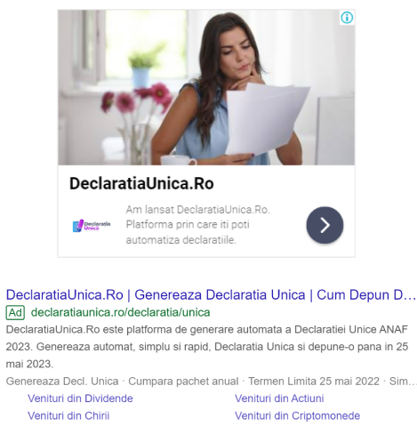 google ads declaratia unica